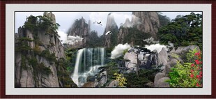 山间壮丽瀑布景观