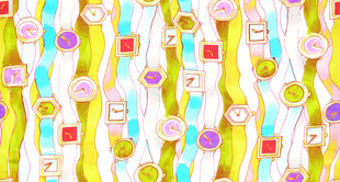 多彩条纹花卉图案背景