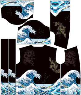 日式海浪图案服饰