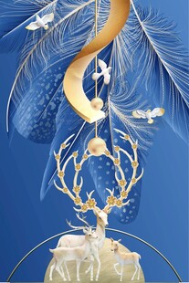 抽象羽毛发财鹿玄关