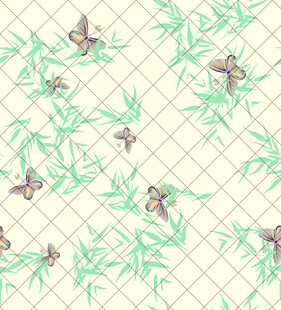 竹叶小鸟中式图案纹理