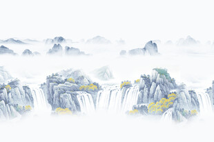 新中式山水情水墨国画背景墙
