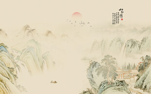 古风山水画背景画