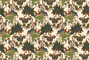 多彩植物图案布料纹理