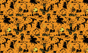万圣节主题黑色橙色图案