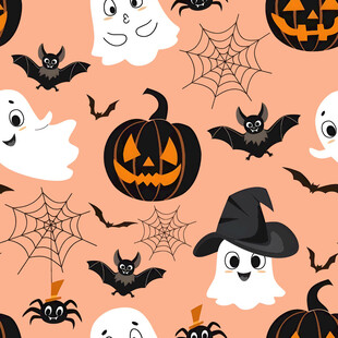 万圣节鬼怪南瓜图案背景