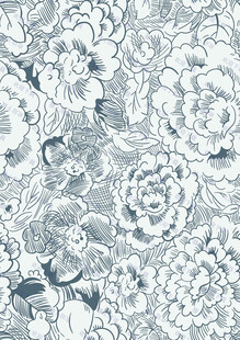 蓝白花卉图案纹理背景