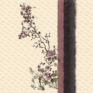 水墨风花卉枝头图