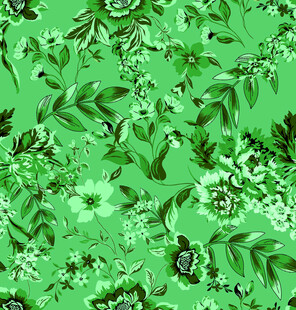 手绘花草  绿花