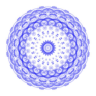 圆形蓝色古典青花纹理