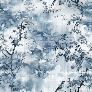 蓝白花卉纹理图案