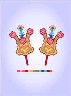 卡通潮汕风格金花造型像素图