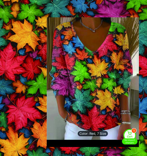 多彩枫叶图案时尚上衣