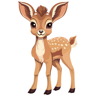 卡通风斑点小鹿看图识物动物卡片