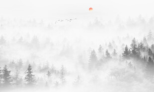 意境水墨山水画背景壁画