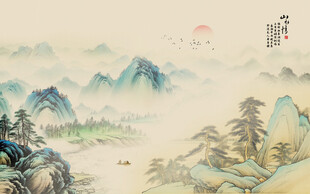 古风山水画背景