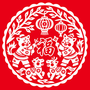 马年福运剪纸