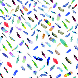 多彩羽毛图案背景