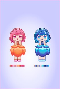 可爱双色卡通女孩形象像素T恤衫