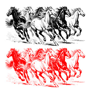 手绘奔腾骏马图
