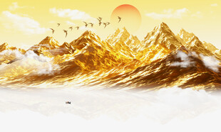 金色山水图背景