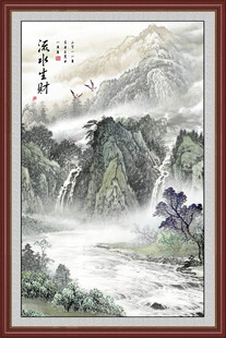 国画旭日东升山水壁画