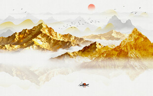 金箔山水画素材-金箔山水画图片-金箔山水画设计模板-昵图网