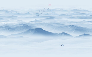 禅意水墨山水画