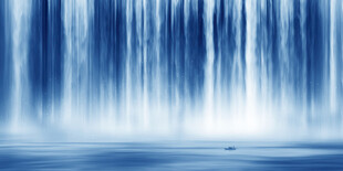 流水生财瀑布山水图