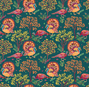 复古花卉鸟类图案纹理