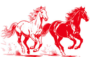 两匹奔跑的骏马