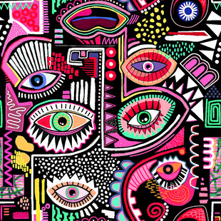 多彩抽象眼睛图案艺术