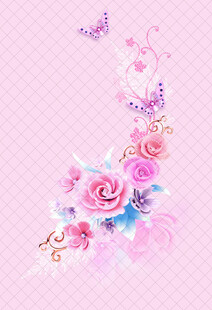 梦幻花卉蝴蝶装饰图案