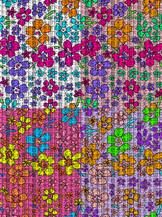 多彩花卉图案布料纹理