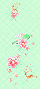 春日花鸟鹿景图