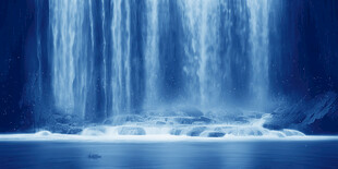 流水生财瀑布山水画