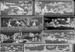 风景花鸟人物浮雕图