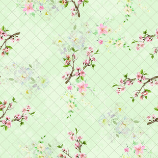 清新淡雅桃花枝图案背景