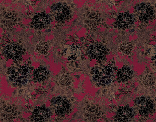 暗红底花卉立体