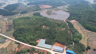 俯瞰山林间的建筑场地