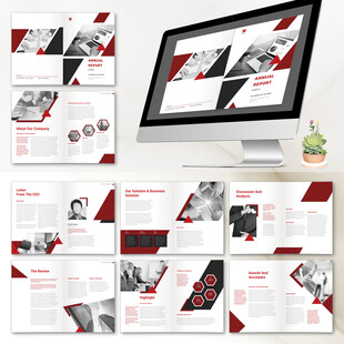 红黑商务画册indd模板