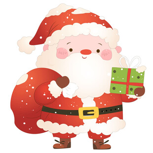 圣诞节可爱圣诞老人开心送礼物