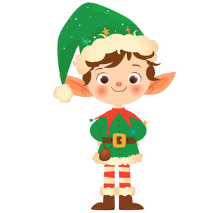 圣诞节大耳朵戴帽子圣诞小精灵