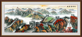 长城山水画万里长城壁画
