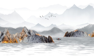 新中式水墨山水画