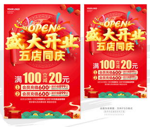盛大开业五店同庆促销海报