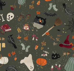 万圣节元素无缝图案背景