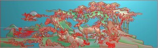 竹鹿同春浮雕图