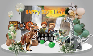 儿童生日舞台背景 侏罗纪主题