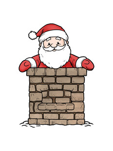 圣诞老人从烟囱探出身子